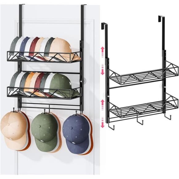 Over Door Hat Organizer Baseball Cap Rack Wall Mounted Storage Holds 29 Hats - Picture 1 of 7